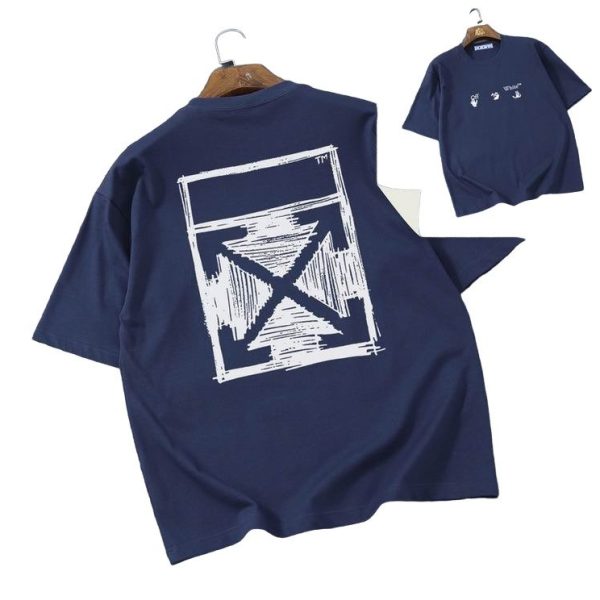 Camiseta Off-White Oversize Azul Marino