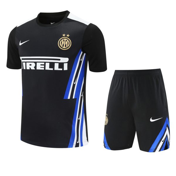 Conjunto de calentamiento Inter de Milán negro rayas