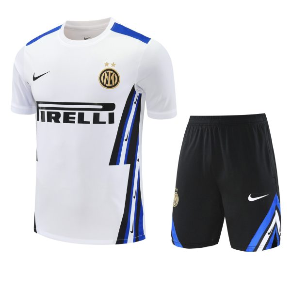 Conjunto de calentamiento Inter de Milán blanco rayas