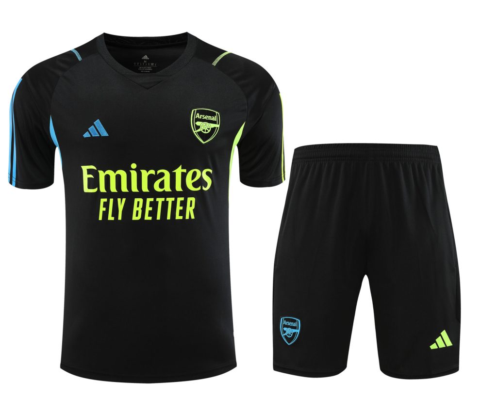 Conjunto de calentamiento Arsenal negro azul y amarillo