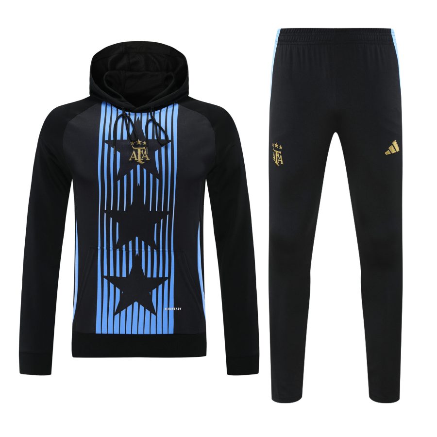 Conjunto manga larga Argentina negro estrellas