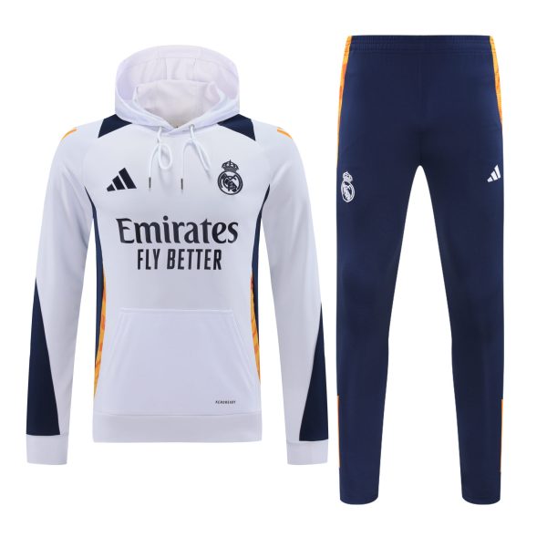 Conjunto manga larga Real Madrid blanco mangas negras