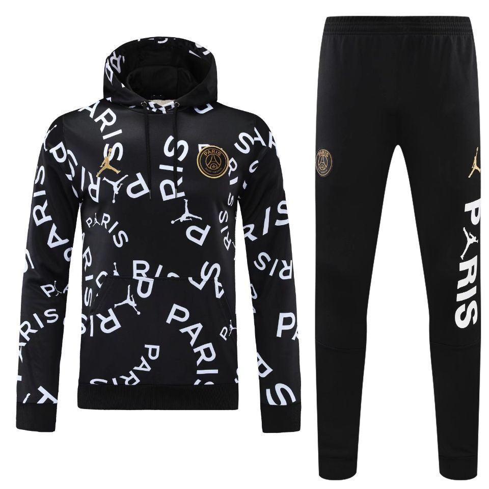 Conjunto manga larga PSG negro letras blancas