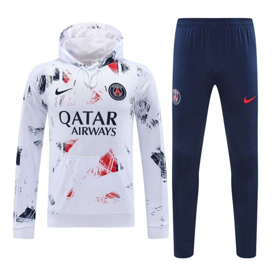 Conjunto manga larga PSG blanco azul y rojo efecto pintura