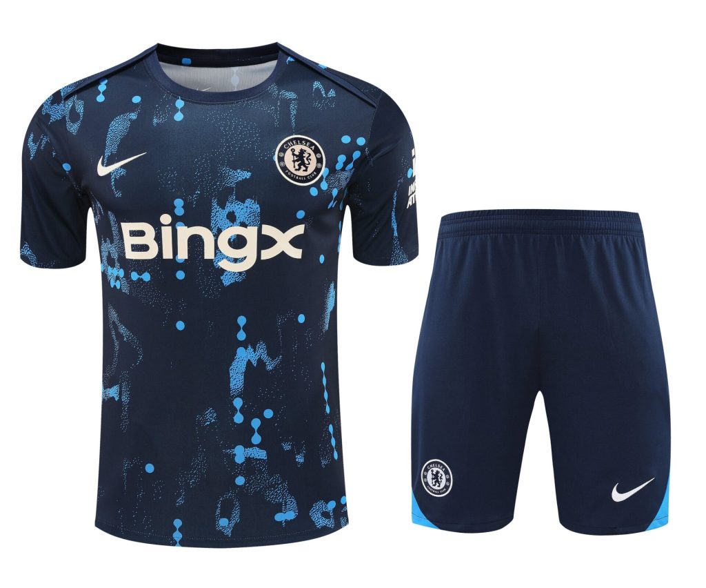 Conjunto de calentamiento Chelsea azul oscuro puntos
