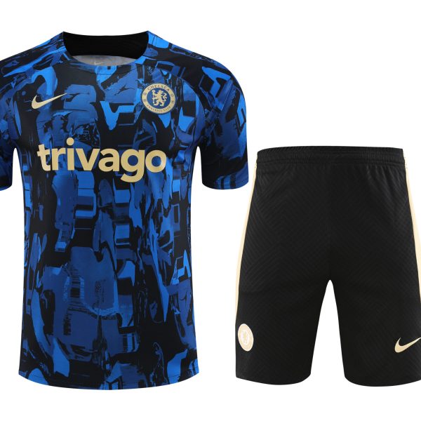 Conjunto de calentamiento Chelsea azul y negro