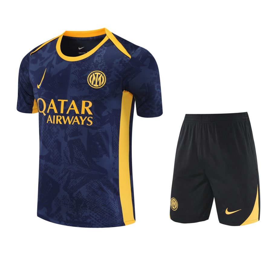 Conjunto de calentamiento Inter de Milán azul oscuro y amarillo