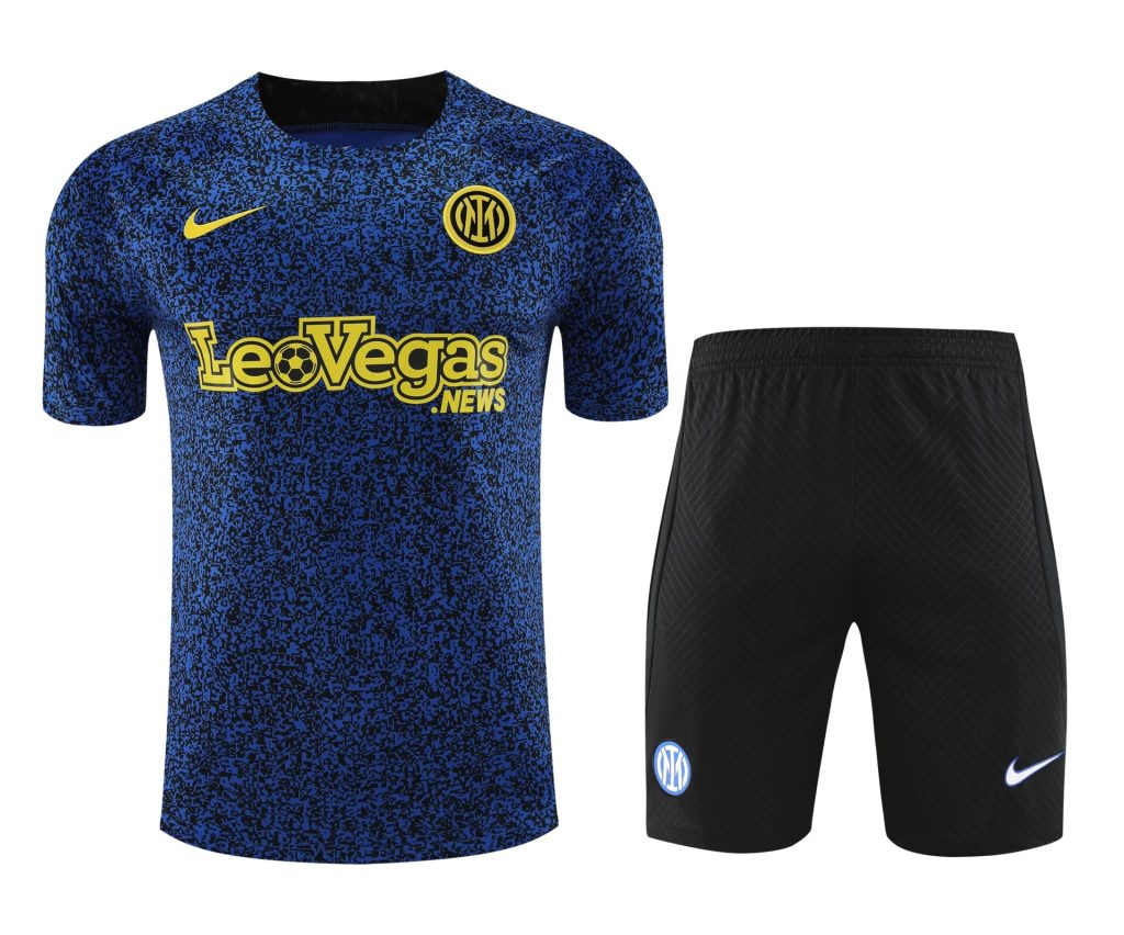 Conjunto de calentamiento Inter de Milán azul y negro puntos