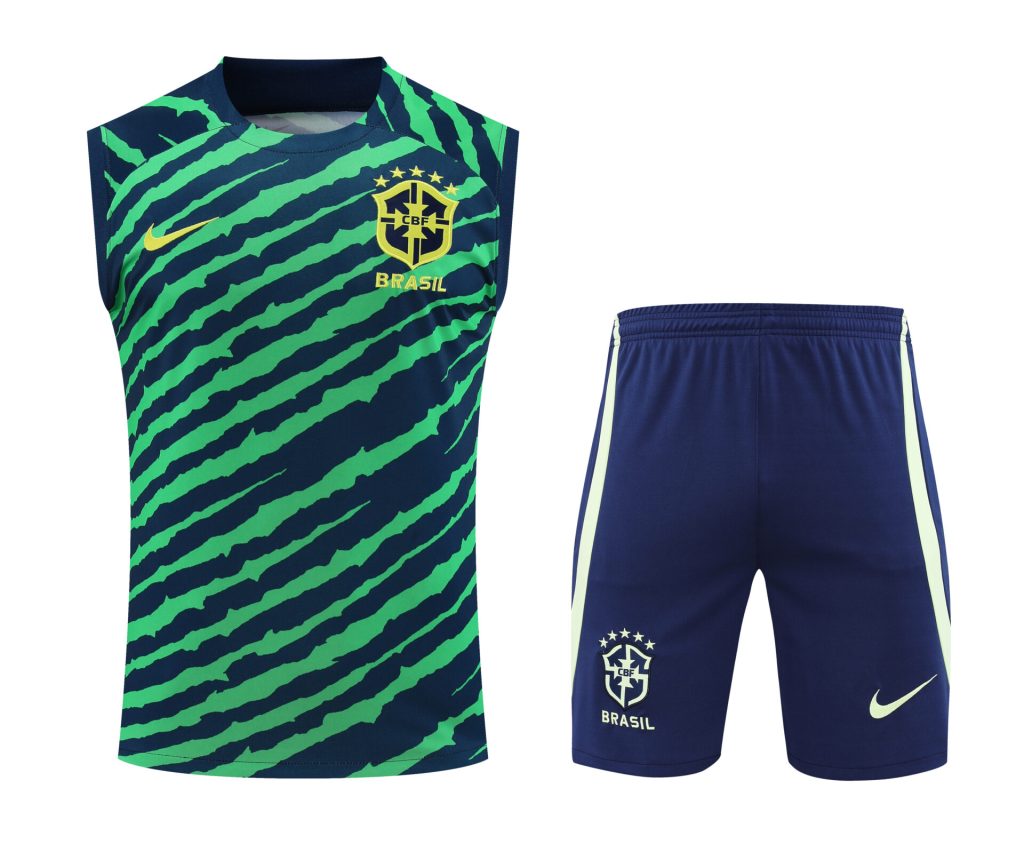 Conjunto tirantes Brasil azul oscuro y verde rayas