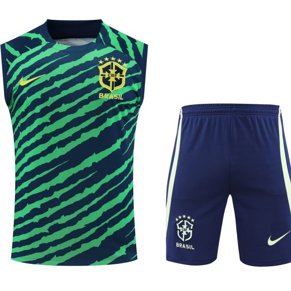 Conjunto tirantes Brasil azul oscuro y verde rayas