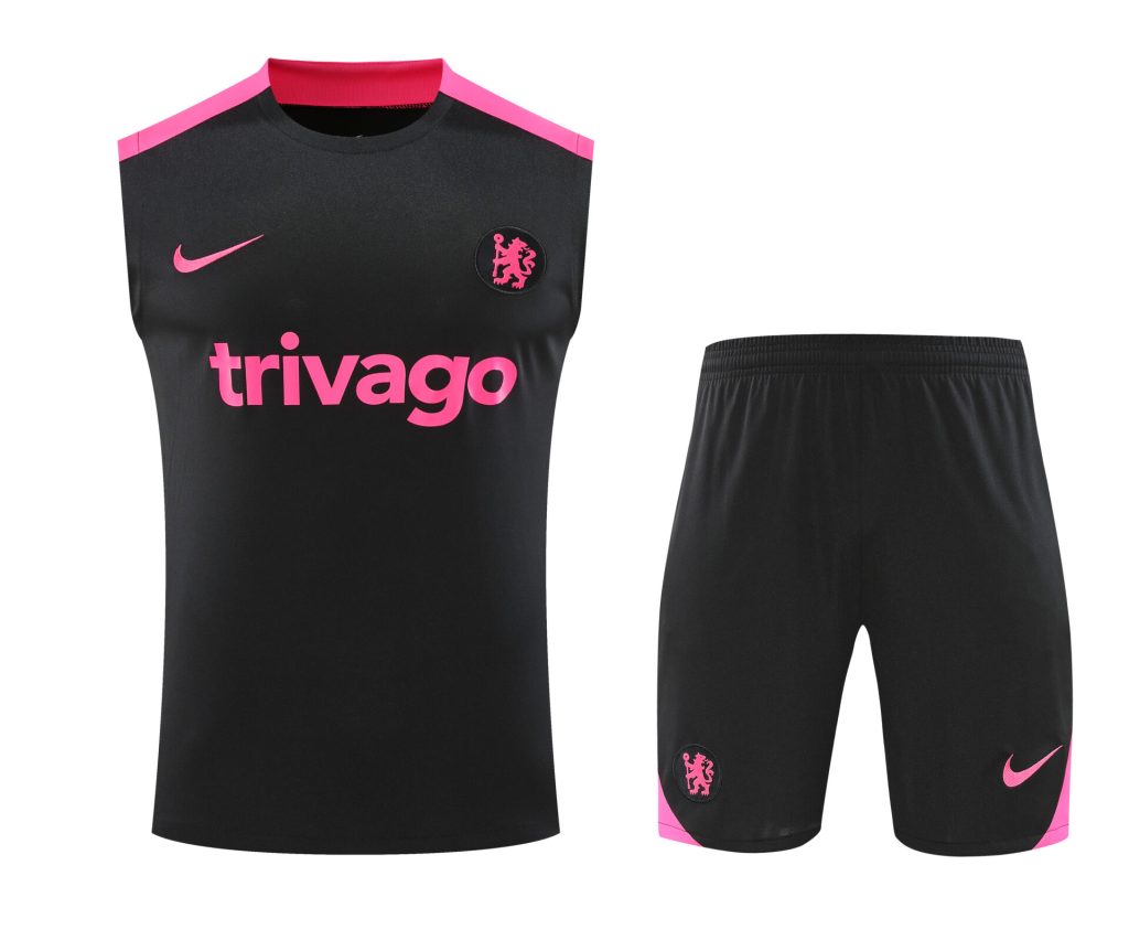 Conjunto tirantes Chelsea negro y rosa
