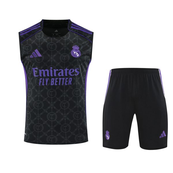 Conjunto tirantes Real Madrid negro y morado