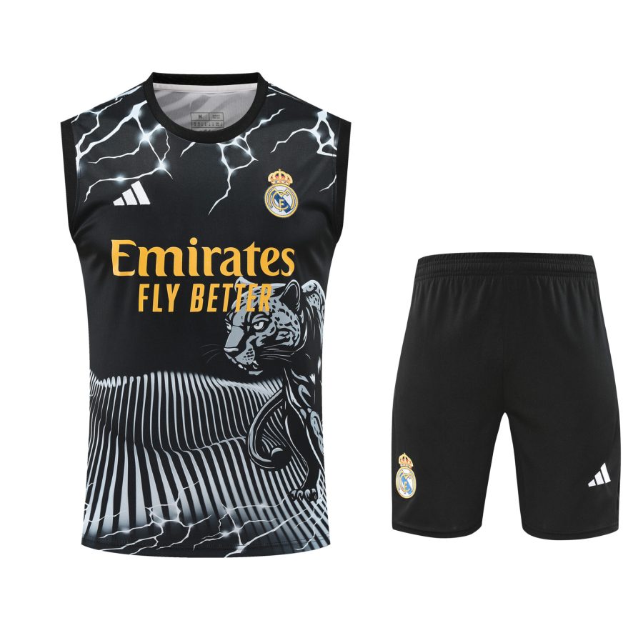 Conjunto tirantes Real Madrid diseño pantera blanco