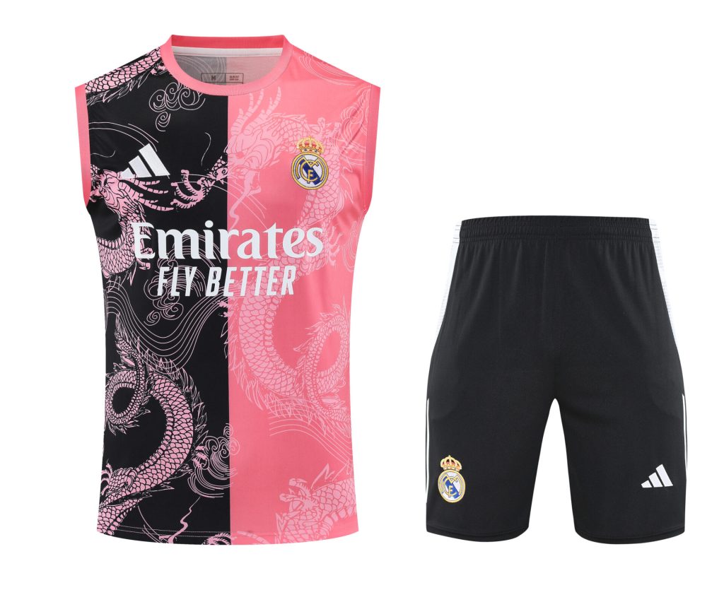 Conjunto tirantes Real Madrid rosa y negro