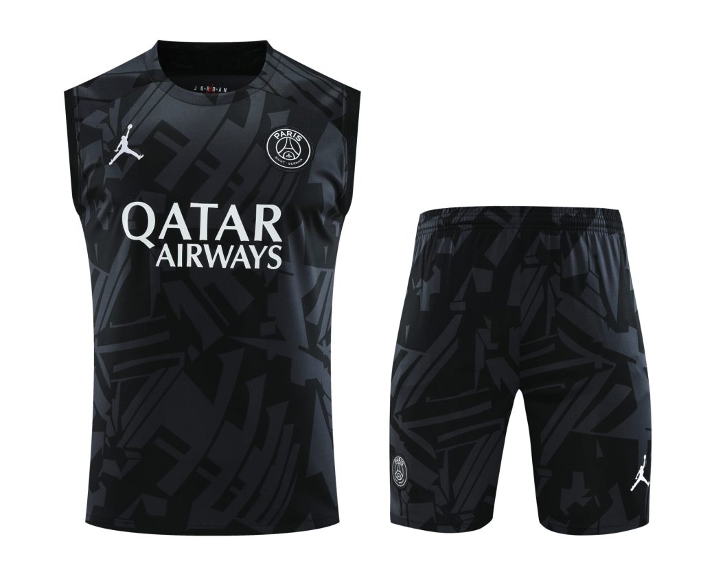 Conjunto tirantes PSG negro y gris oscuro
