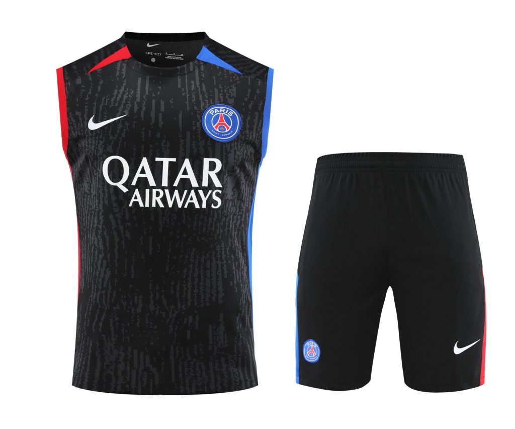 Conjunto tirantes PSG negro rojo y azul
