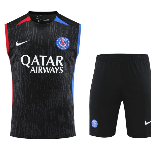 Conjunto tirantes PSG negro rojo y azul