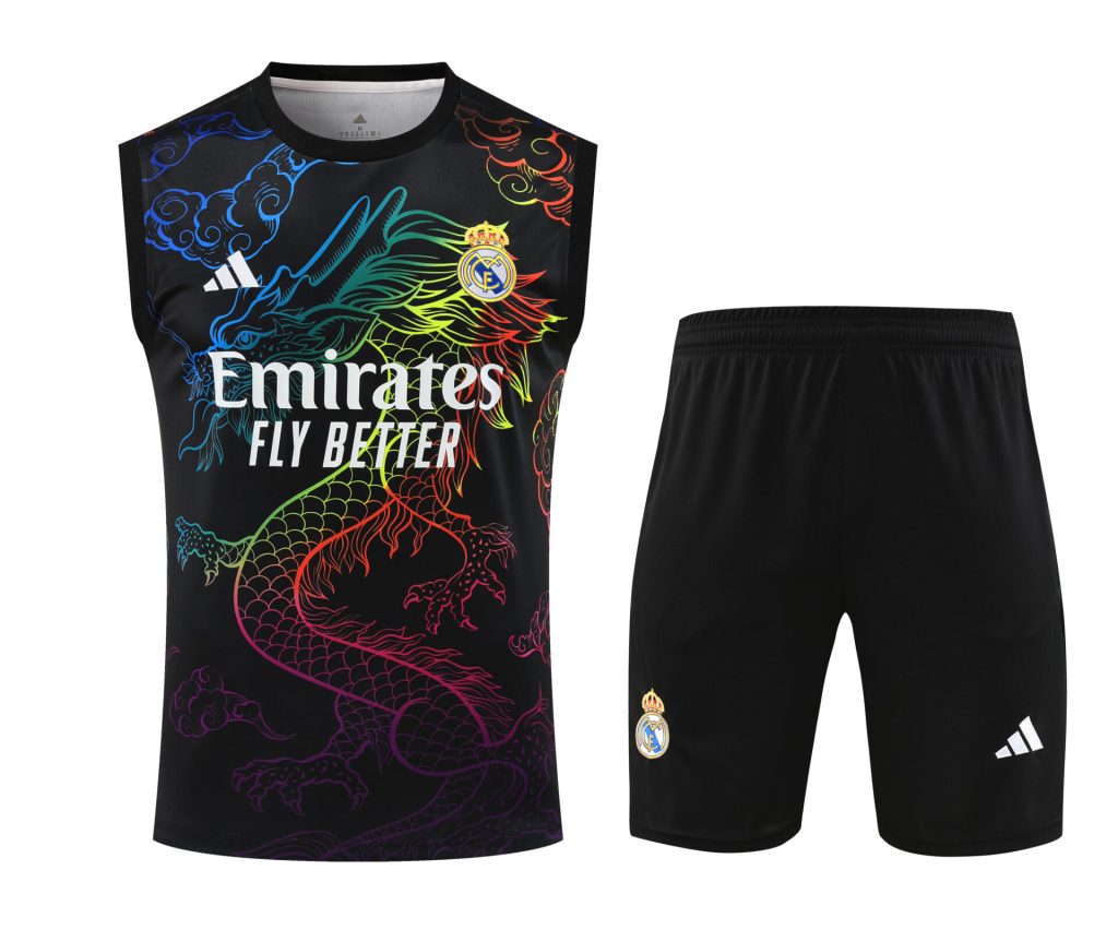 Conjunto tirantes Real Madrid negro dragón
