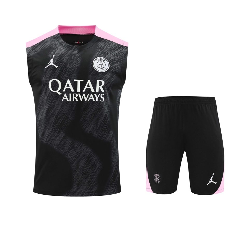 Conjunto tirantes PSG negro y rosa
