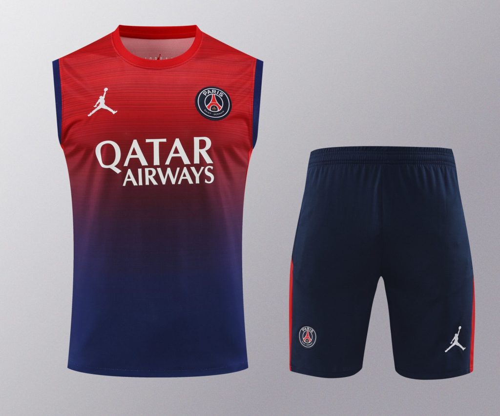 Conjunto tirantes PSG rojo y azul difuminado