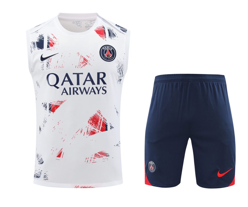 Conjunto tirantes PSG blanco azul y rojo efecto pintura