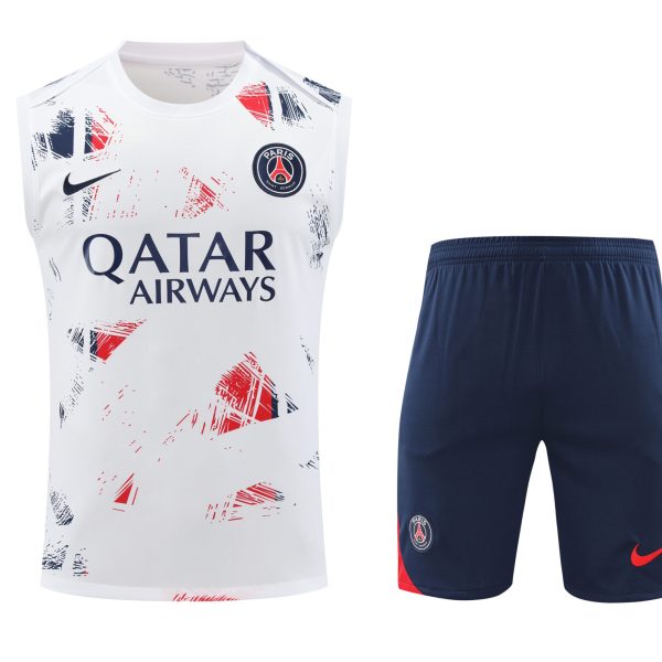 Conjunto tirantes PSG blanco azul y rojo efecto pintura