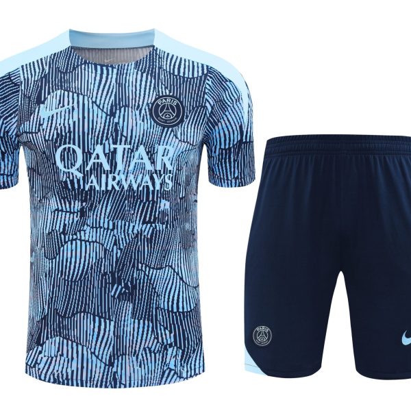 Conjunto de calentamiento PSG azul claro cebra