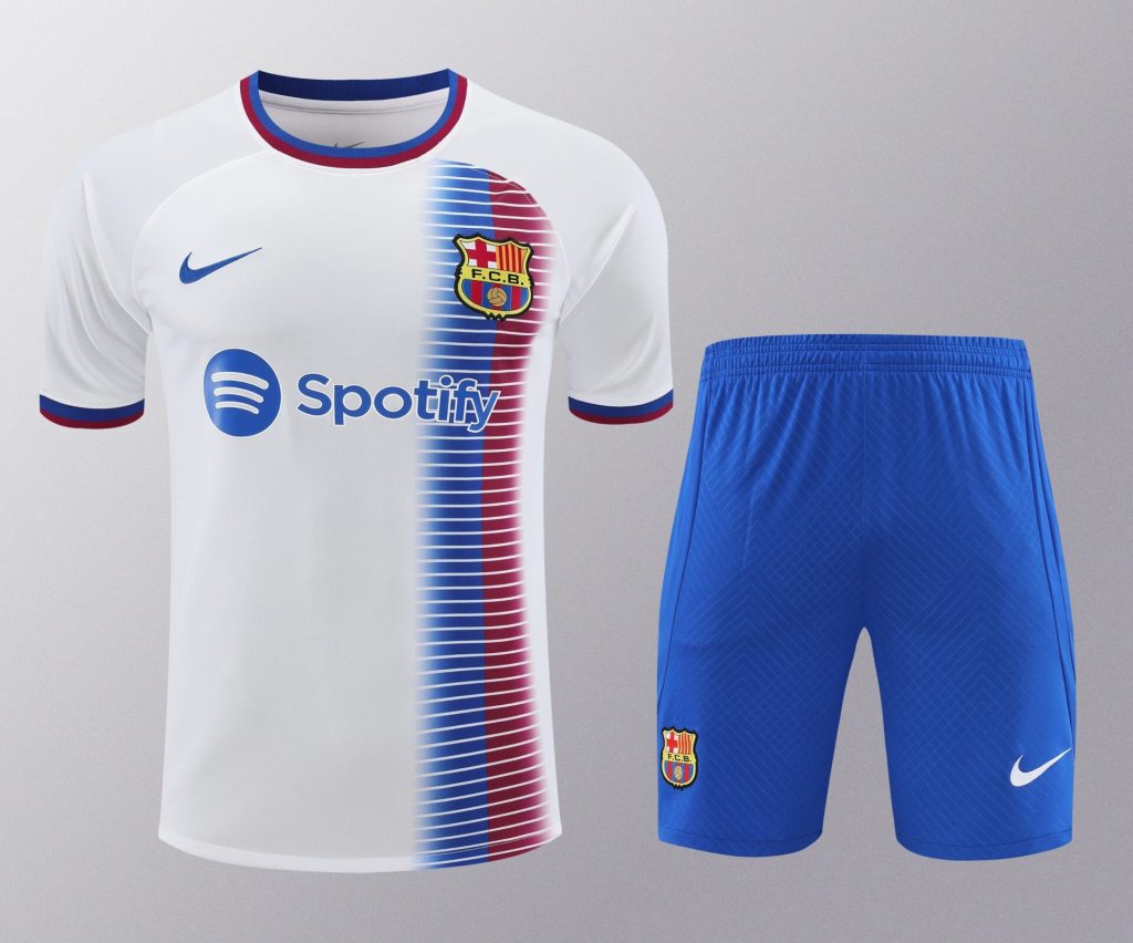 Conjunto de calentamiento FC Barcelona blanco azul y rojo