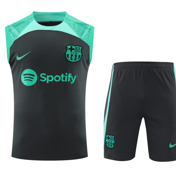 Conjunto tirantes FC Barcelona negro y azul claro